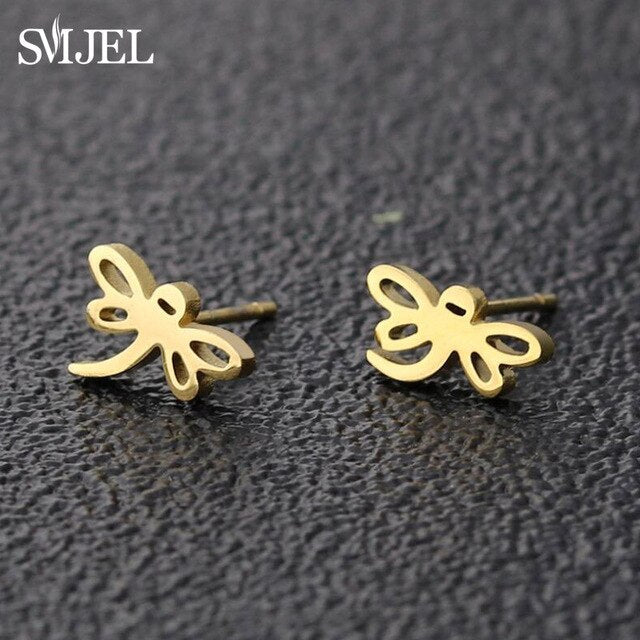 SMJEL Stainless Steel Butterfly Stud Earrings for Women Cute Animal Earrings Girls Kids Fashion Jewelry Gift boucle d'oreille