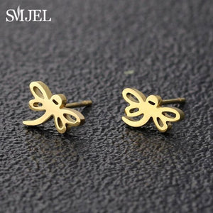 SMJEL Stainless Steel Butterfly Stud Earrings for Women Cute Animal Earrings Girls Kids Fashion Jewelry Gift boucle d'oreille