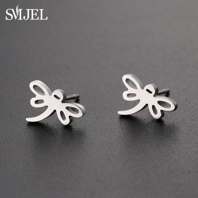 SMJEL Stainless Steel Butterfly Stud Earrings for Women Cute Animal Earrings Girls Kids Fashion Jewelry Gift boucle d'oreille