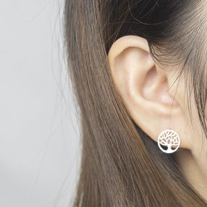 Tree Of Life Earrings For Women Fashion Brincos 2018 Stainless Steel Plant Stud Earrings Gold Silver Simple Boucle D'oreille