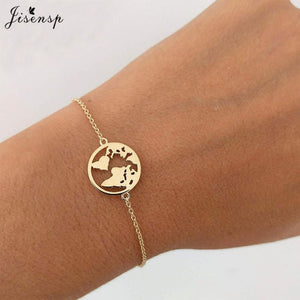 Jisensp Stainless Steel Animal Mickey Bracelets for Women Everyday Jewelry Silver Airplane Adjustable Charm Bracelet Femme Gift