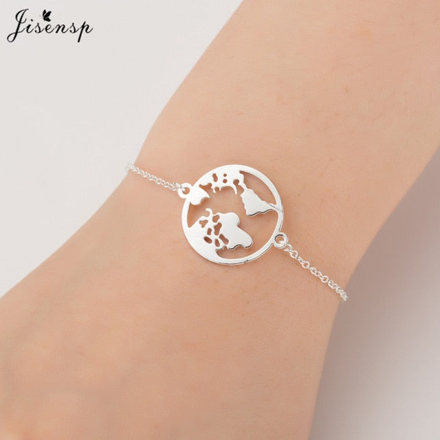 Jisensp Stainless Steel Animal Mickey Bracelets for Women Everyday Jewelry Silver Airplane Adjustable Charm Bracelet Femme Gift