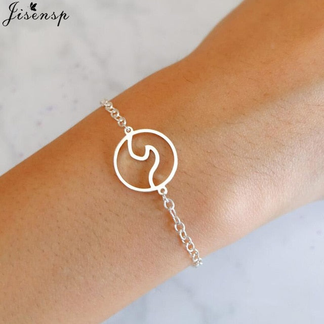 Jisensp Stainless Steel Animal Mickey Bracelets for Women Everyday Jewelry Silver Airplane Adjustable Charm Bracelet Femme Gift