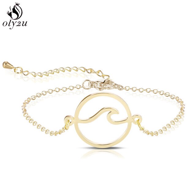 Oly2u Minimalist World Map Charm Bracelets for Women Travel Jewellery Adjustable Wave Bangle Mickey Bracelet bijoux femme