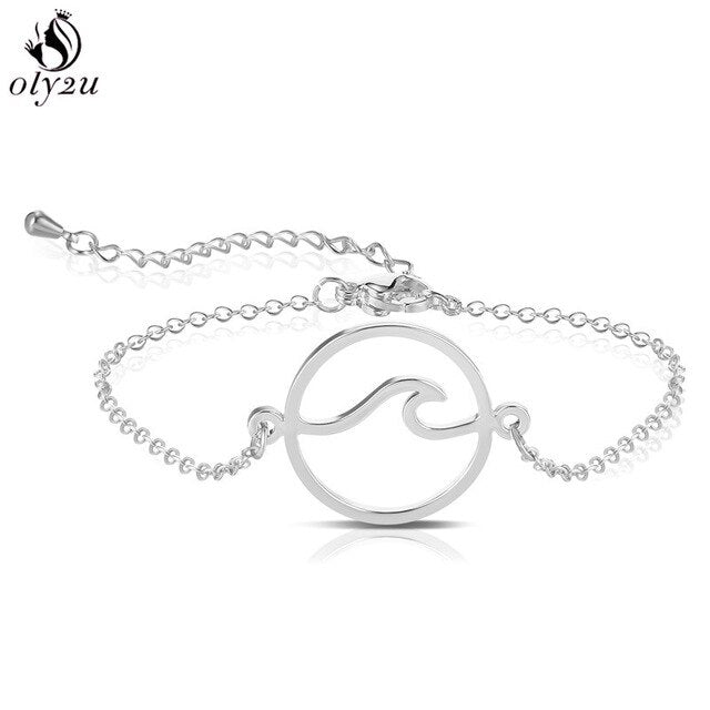 Oly2u Minimalist World Map Charm Bracelets for Women Travel Jewellery Adjustable Wave Bangle Mickey Bracelet bijoux femme