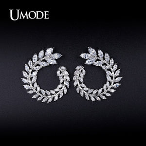 UMODE Brilliant Elegand Circle Olive Branch Big Stud Earrings for Women Earring Fashion Jewelry Ohrringe Boucle D'oreille UE0211