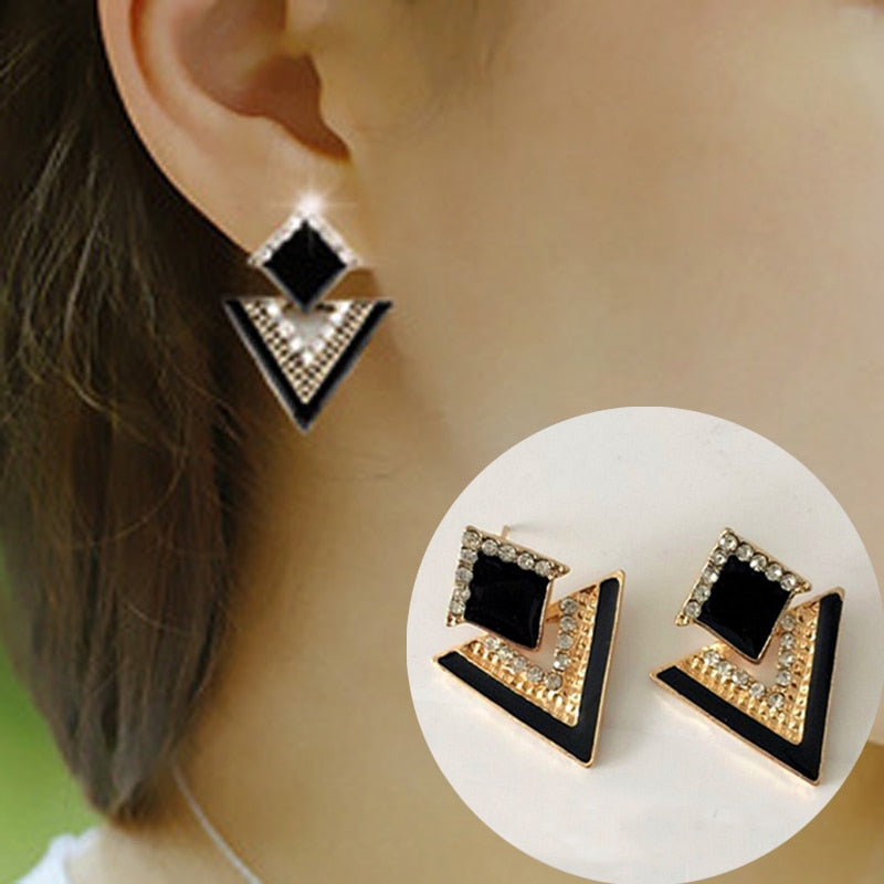 LNRRABC Fashion  Vintage Gold Color Triangle Piercing Geometric Earrings for Women Earings Fashion Jewelry