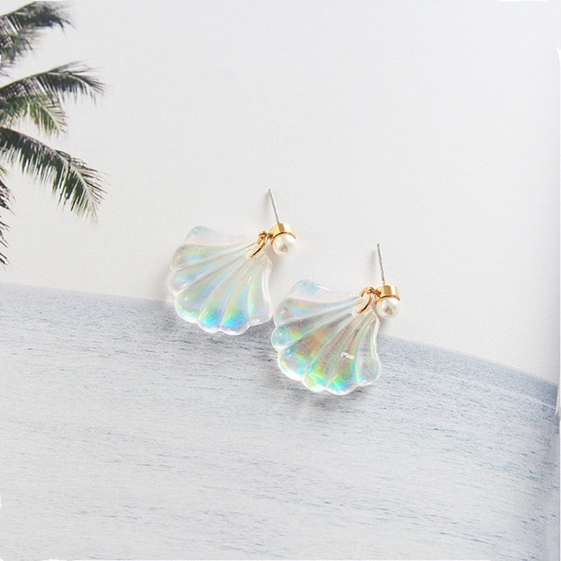 SHUANGR Fashion summer style shell shape Korean Vintage Charming earrings women stud earing jewelry Brincos boucle d'oreille