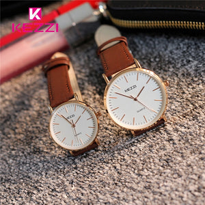 Kezzi Fashion Ultra Thin Quartz Wristwatches Woman Waterproof Leather Couple Watches Casual Lady Watch Relojes Montre Femme