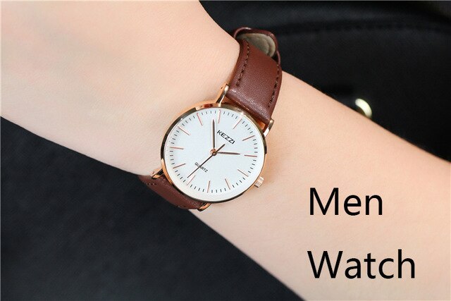 Kezzi Fashion Ultra Thin Quartz Wristwatches Woman Waterproof Leather Couple Watches Casual Lady Watch Relojes Montre Femme