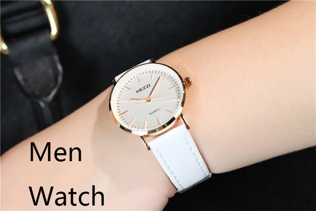 Kezzi Fashion Ultra Thin Quartz Wristwatches Woman Waterproof Leather Couple Watches Casual Lady Watch Relojes Montre Femme