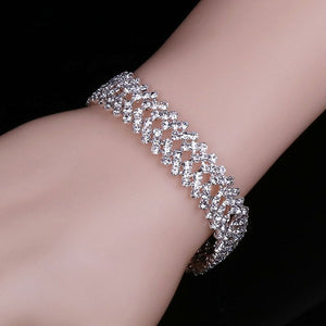 Luxury Crystal Bracelets For Women Silver Plated Rhinestone Charm Bracelets & Bangles Femme Bridal Wedding Jewelry Birthday Gift