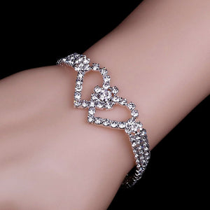 Luxury Crystal Bracelets For Women Silver Plated Rhinestone Charm Bracelets & Bangles Femme Bridal Wedding Jewelry Birthday Gift