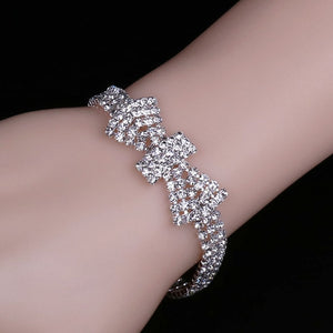 Luxury Crystal Bracelets For Women Silver Plated Rhinestone Charm Bracelets & Bangles Femme Bridal Wedding Jewelry Birthday Gift