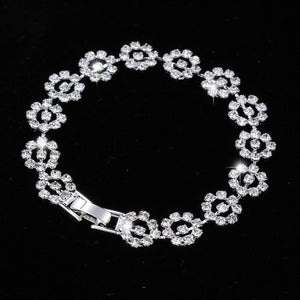 Luxury Crystal Bracelets For Women Silver Plated Rhinestone Charm Bracelets & Bangles Femme Bridal Wedding Jewelry Birthday Gift