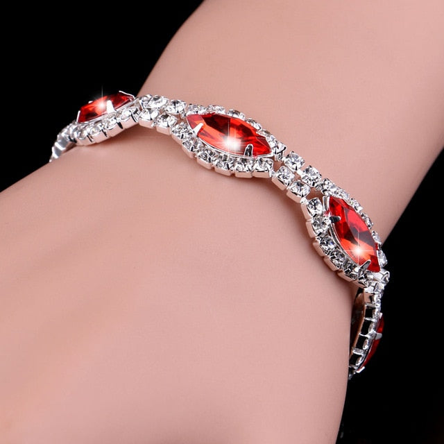 Luxury Crystal Bracelets For Women Silver Plated Rhinestone Charm Bracelets & Bangles Femme Bridal Wedding Jewelry Birthday Gift