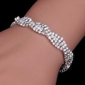 Luxury Crystal Bracelets For Women Silver Plated Rhinestone Charm Bracelets & Bangles Femme Bridal Wedding Jewelry Birthday Gift