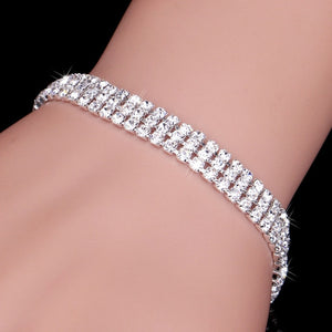 Luxury Crystal Bracelets For Women Silver Plated Rhinestone Charm Bracelets & Bangles Femme Bridal Wedding Jewelry Birthday Gift