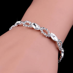 Luxury Crystal Bracelets For Women Silver Plated Rhinestone Charm Bracelets & Bangles Femme Bridal Wedding Jewelry Birthday Gift