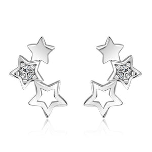 925 Sterling Silver Five Star Hollow ZirconStud Earrings For Women Gift Sterling-silver-jewelry Brincos boucle d'oreille VES6232