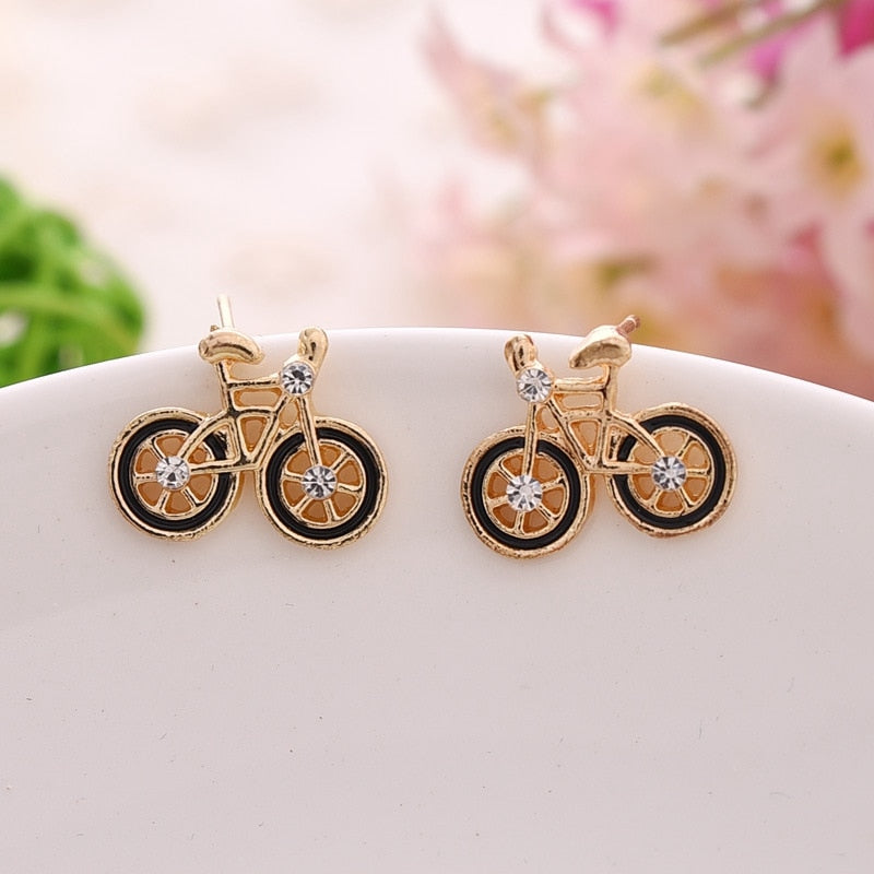 MISANANRYNE 2017 New Arrival Fashion Jewelry for woman Cute Bike Design Love Bicycle stud Earrings boucle d'oreille Brincos