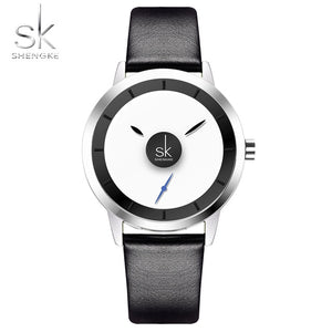 Shengke Couple Watches Fashion Quartz-Watch Women Wristwatch Clock Relojes Mujer Casual Ladies Watch Montre Femme Creative Dial