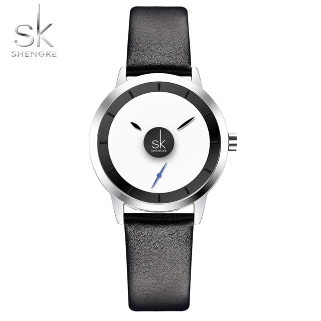 Shengke Couple Watches Fashion Quartz-Watch Women Wristwatch Clock Relojes Mujer Casual Ladies Watch Montre Femme Creative Dial