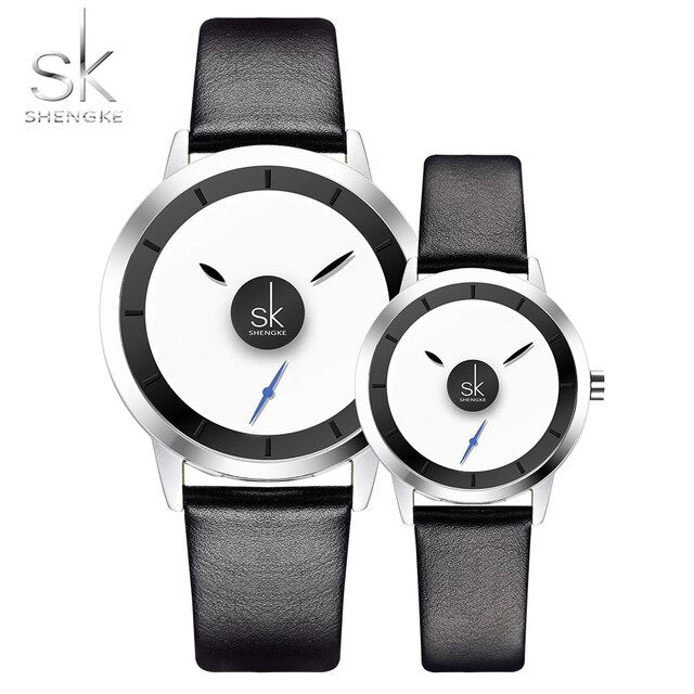 Shengke Couple Watches Fashion Quartz-Watch Women Wristwatch Clock Relojes Mujer Casual Ladies Watch Montre Femme Creative Dial