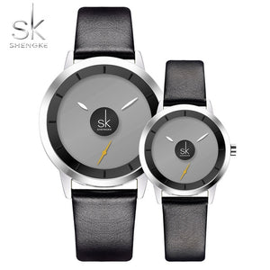 Shengke Couple Watches Fashion Quartz-Watch Women Wristwatch Clock Relojes Mujer Casual Ladies Watch Montre Femme Creative Dial