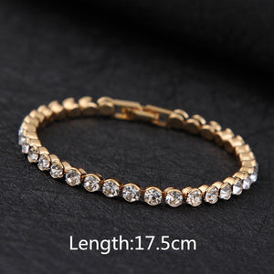 2018 New Luxury Shiny Austria Crystal Tennis Bracelets For Women Silver Gold Color Bangle Collier Femme Bridal Wedding Jewelry