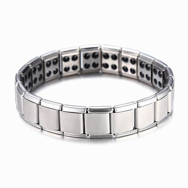 New 4 Color Blue Stainless Steel Chains Health Energy Balance Germanium Magnetic Bracelet For Men Male Bracelets Femme Jewelry