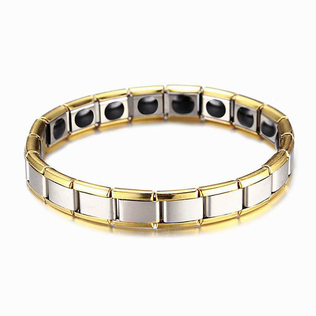 New 4 Color Blue Stainless Steel Chains Health Energy Balance Germanium Magnetic Bracelet For Men Male Bracelets Femme Jewelry