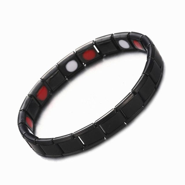 New 4 Color Blue Stainless Steel Chains Health Energy Balance Germanium Magnetic Bracelet For Men Male Bracelets Femme Jewelry