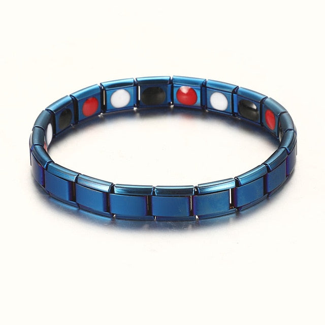 New 4 Color Blue Stainless Steel Chains Health Energy Balance Germanium Magnetic Bracelet For Men Male Bracelets Femme Jewelry