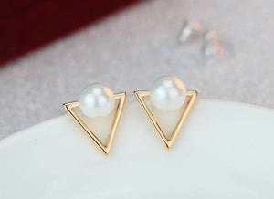 2018 Girl Simple Studs Earings Fashion Jewelry Triangle Pearl Earrings Brincos For Women Gold Perle Boucles D'oreilles Femmes