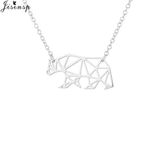 Jisensp Collier Femme Gold Chain Origami Polar Bear Necklace Women Jewelry Geometric Animal Bee Necklace Pendants Collares Gift