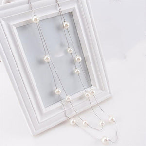 ROMAD Simple Long Double Layer Simulated Pearls Ladies Necklaces Clavicle Fashion Jewelry Sweater Chain Necklace For Women A5