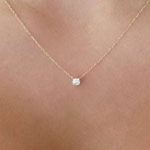 QCOOLJLY Simple Dazzling Zircon Necklace Silver Gold Color Pendant Necklaces For Women Jewelry Cute Gift bijoux femme collier