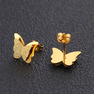 Jisensp Stainless Steel Butterfly Stud Earrings for Women Cute Animal Earrings Girls Kids Fashion Jewelry Gift boucle d'oreille