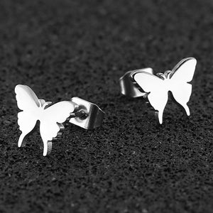 Jisensp Stainless Steel Butterfly Stud Earrings for Women Cute Animal Earrings Girls Kids Fashion Jewelry Gift boucle d'oreille