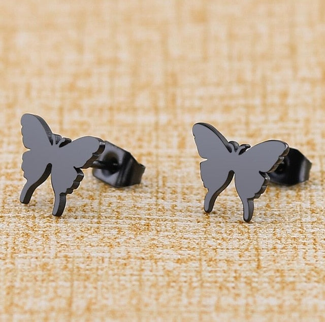 Jisensp Stainless Steel Butterfly Stud Earrings for Women Cute Animal Earrings Girls Kids Fashion Jewelry Gift boucle d'oreille