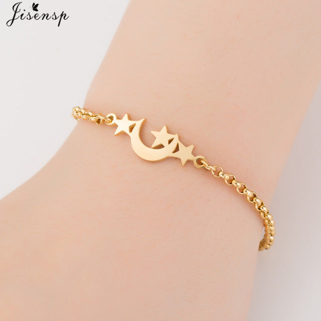 Jisensp Gold Stainless Steel Animal Bracelets for Women Everyday Jewellery Butterfly Charm Bracelet Femme Wedding Gift