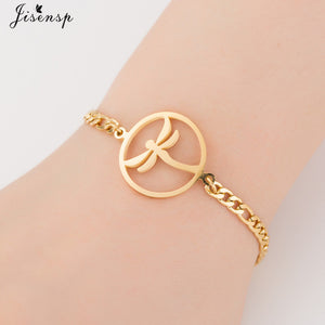 Jisensp Gold Stainless Steel Animal Bracelets for Women Everyday Jewellery Butterfly Charm Bracelet Femme Wedding Gift