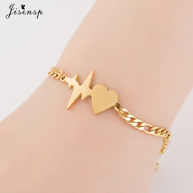 Jisensp Gold Stainless Steel Animal Bracelets for Women Everyday Jewellery Butterfly Charm Bracelet Femme Wedding Gift