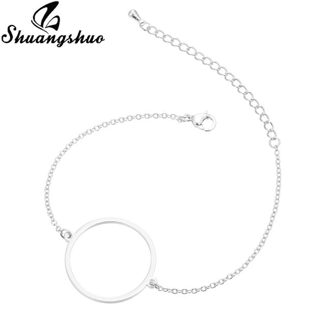 Shuangshuo Charm Heart Bracelets for Women Stainless Steel Bracelets Silver Jewelry Double Heart Pendant bangles Femme Gifts