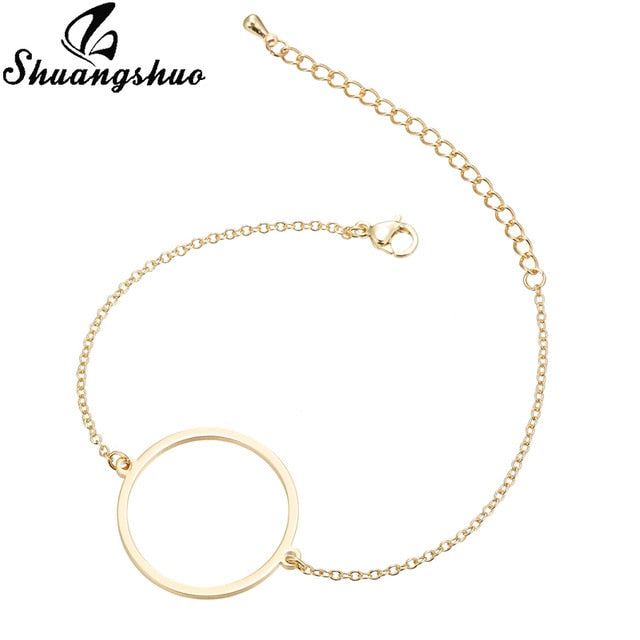 Shuangshuo Charm Heart Bracelets for Women Stainless Steel Bracelets Silver Jewelry Double Heart Pendant bangles Femme Gifts