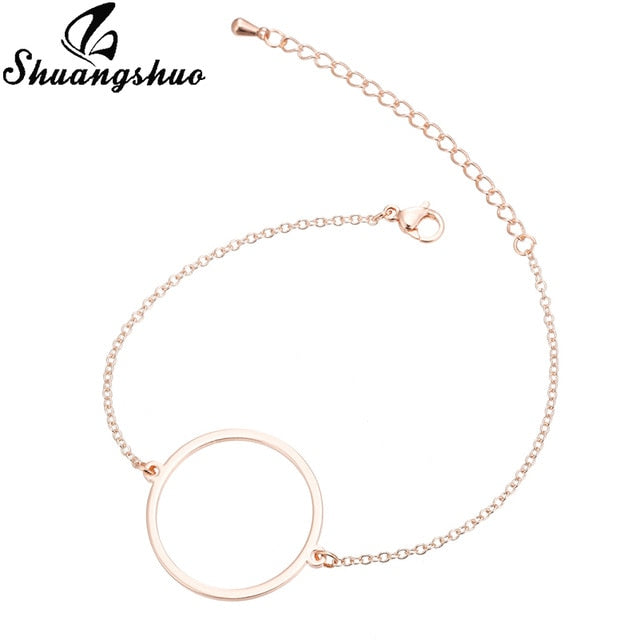 Shuangshuo Charm Heart Bracelets for Women Stainless Steel Bracelets Silver Jewelry Double Heart Pendant bangles Femme Gifts