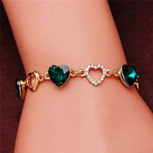 Guvivi Romantic Heart Bracelets for Women Gold Color Crystal Charm Bracelets Bangles Fashion Jewelry bracelet femme Bijoux