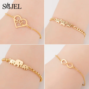 SMJEL Stainless Steel Animal Bracelets for Women Everyday Jewelry Gold Cz Butterfly Charm Bracelet Femme Wedding Gift