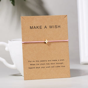 RINHOO Make a Wish Mini Flower Charm Bracelet Femme Adjustable Lucky Red String Bracelets Women Kids Wish Jewelry Card Gift